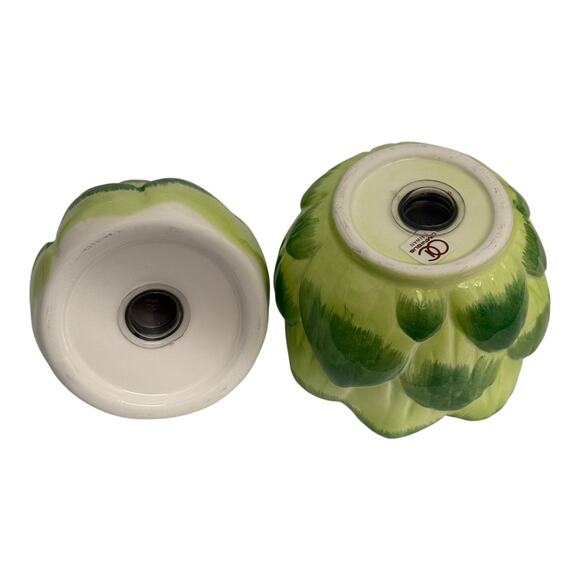 Vintage OCI Ominibus Ceramic Nested Artichoke Salt & Pepper Shaker Set  - A1259 - Picture 4 of 12